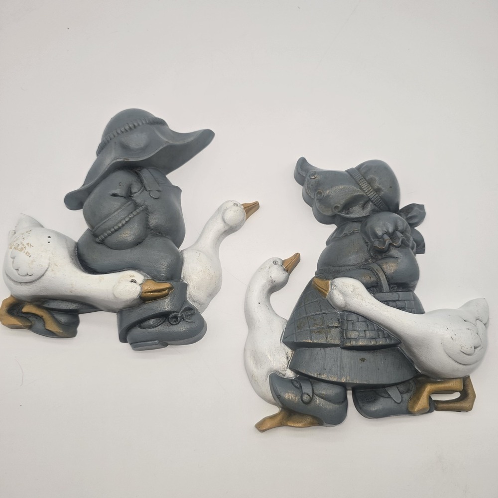 Homecoâ Burwood VTG Yr 1988 Blue Country Boy & Girl & Duck Geese Wall Art 2865